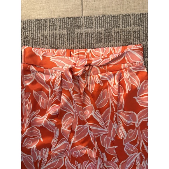 Sincerely Jules -184 Satin Tropical Floral Tie Belt Pleated Pants Large Beach - Picture 2 of 4